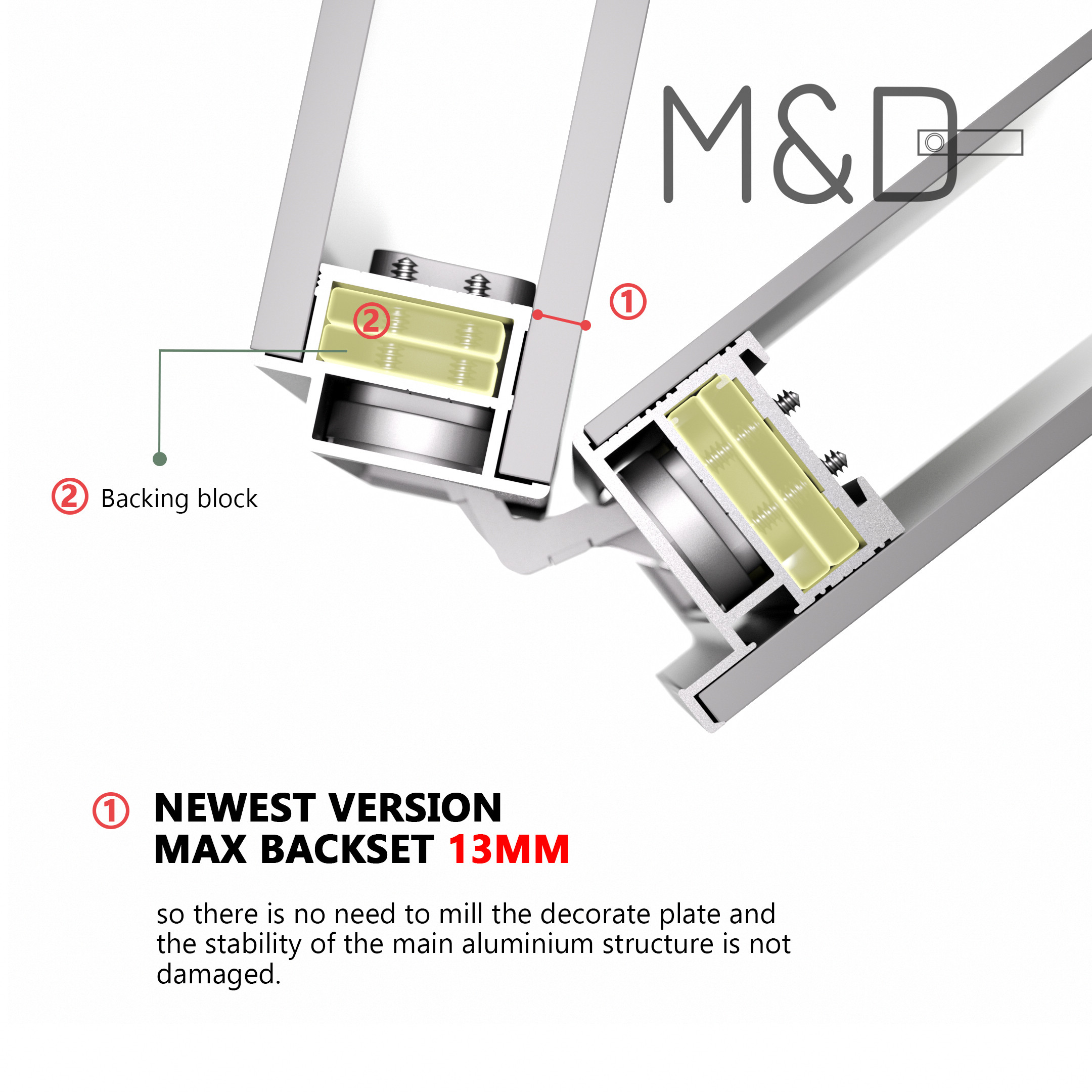 Maximum backset 13 mm