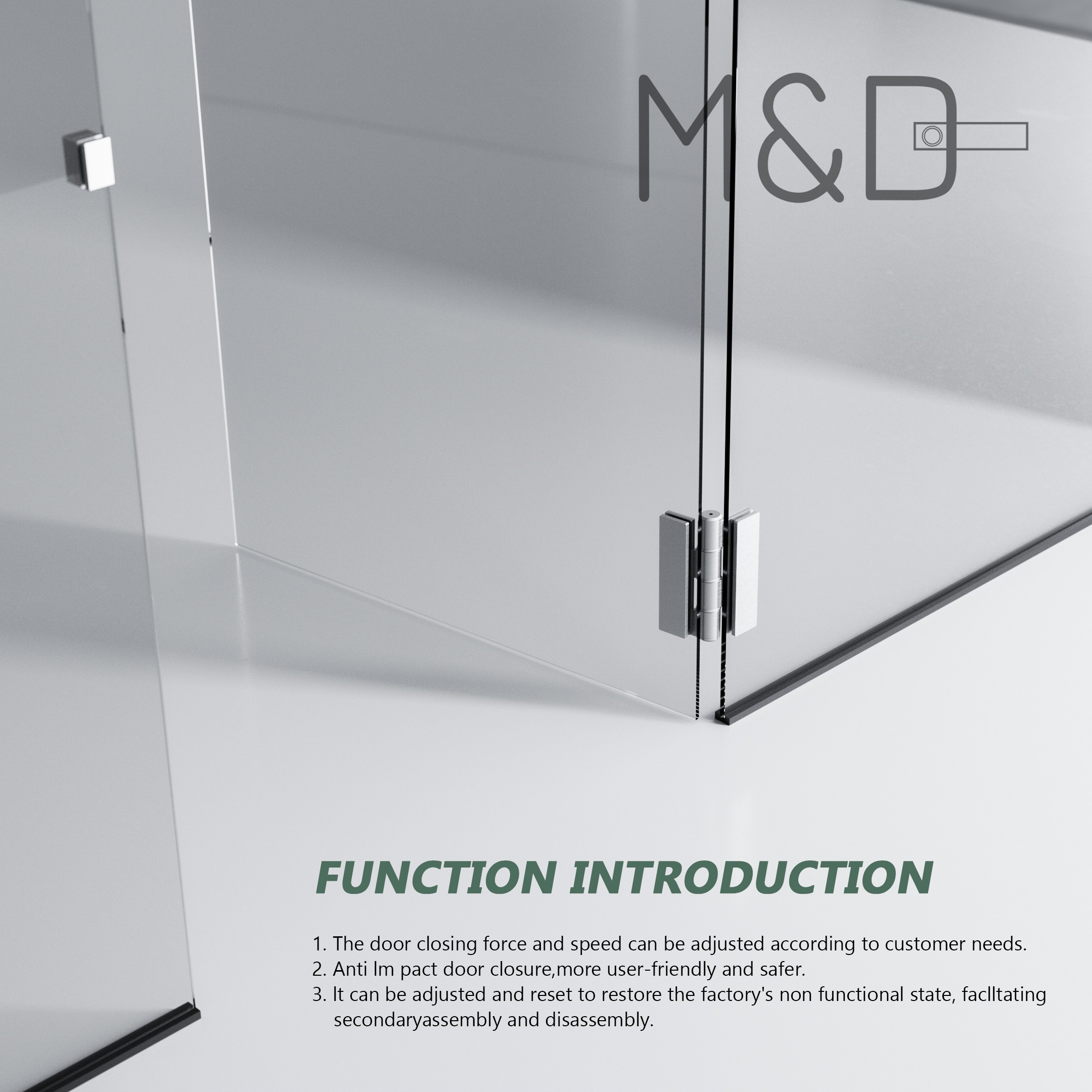 Hydraulic glass hinge E type double door frameless application scene 2