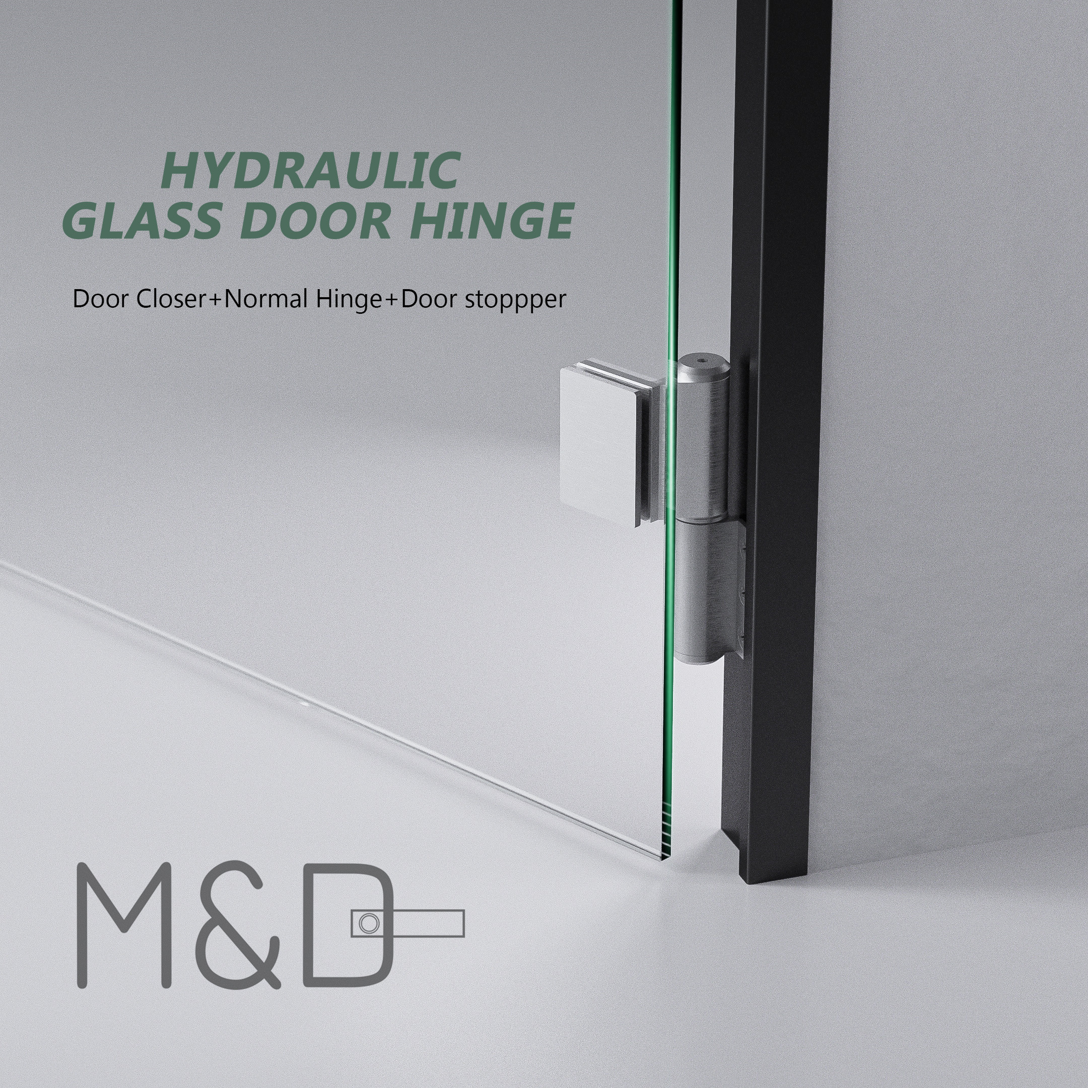 Hydraulic glass hinge for wall-glass door frameless application scene 1