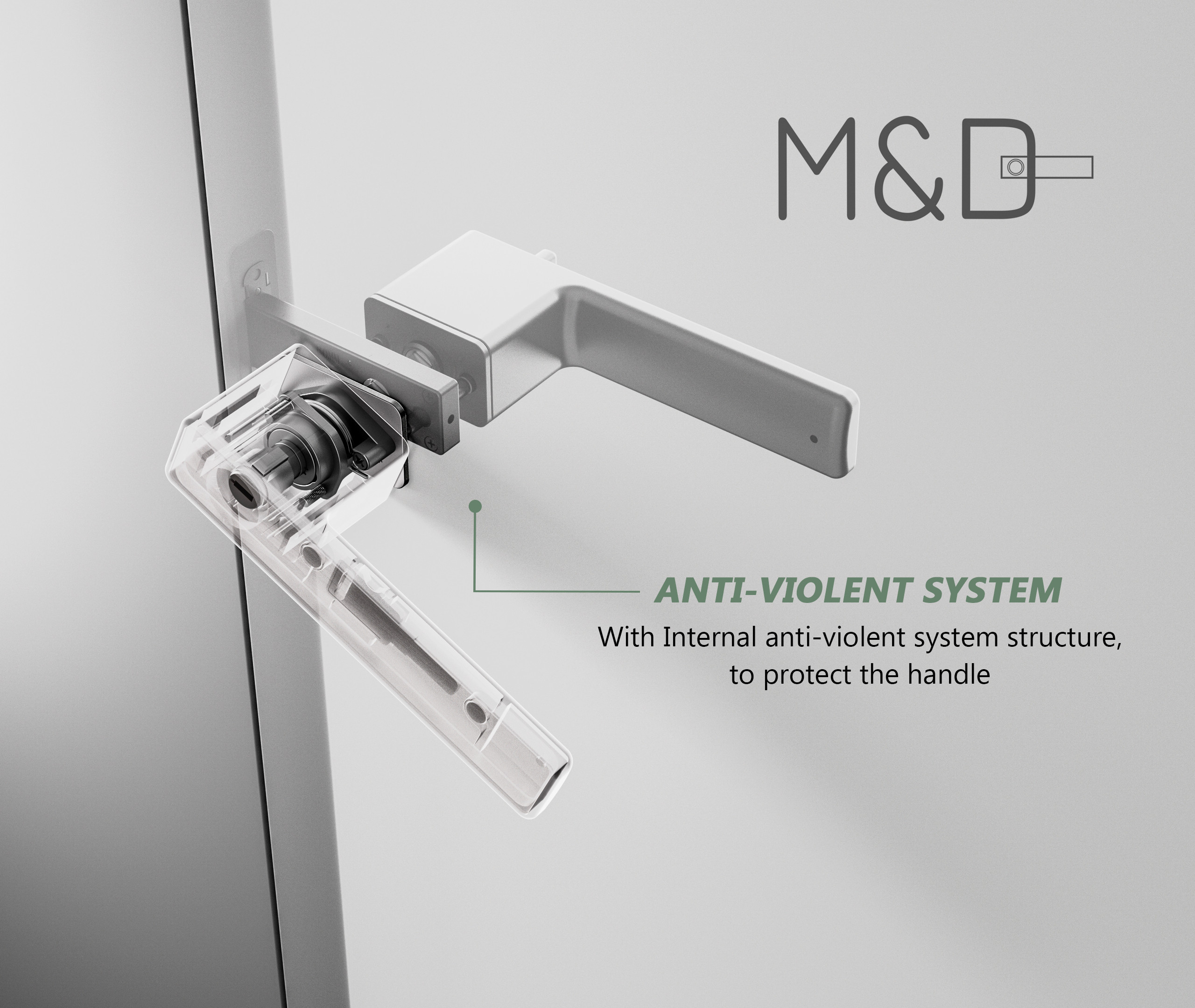 Minimalist door handle lock anti-violent system