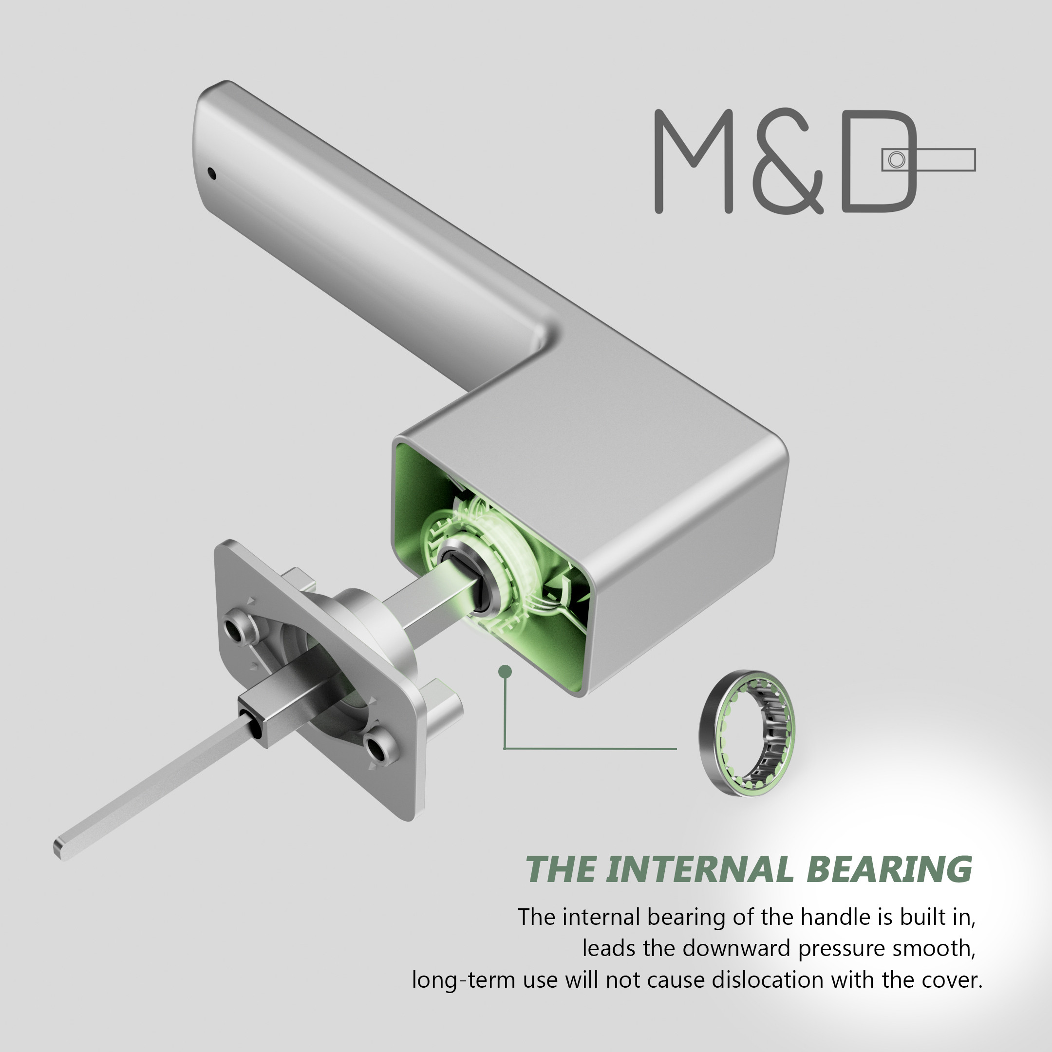 Minimalist door handle lock bearing ring detail