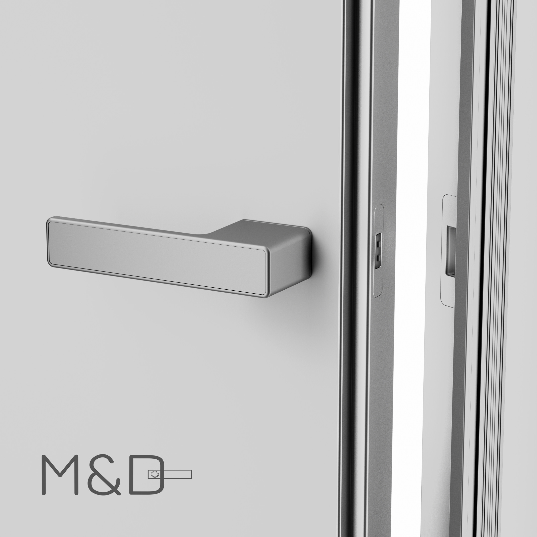 Minimalist door handle lock frameless glass door detail 1