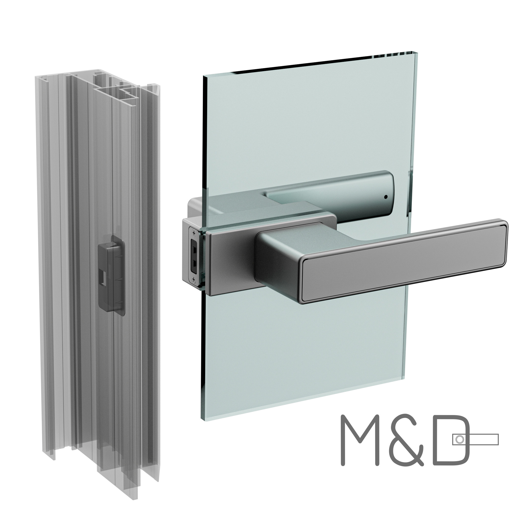 Minimalist door handle lock frameless glass door detail 3