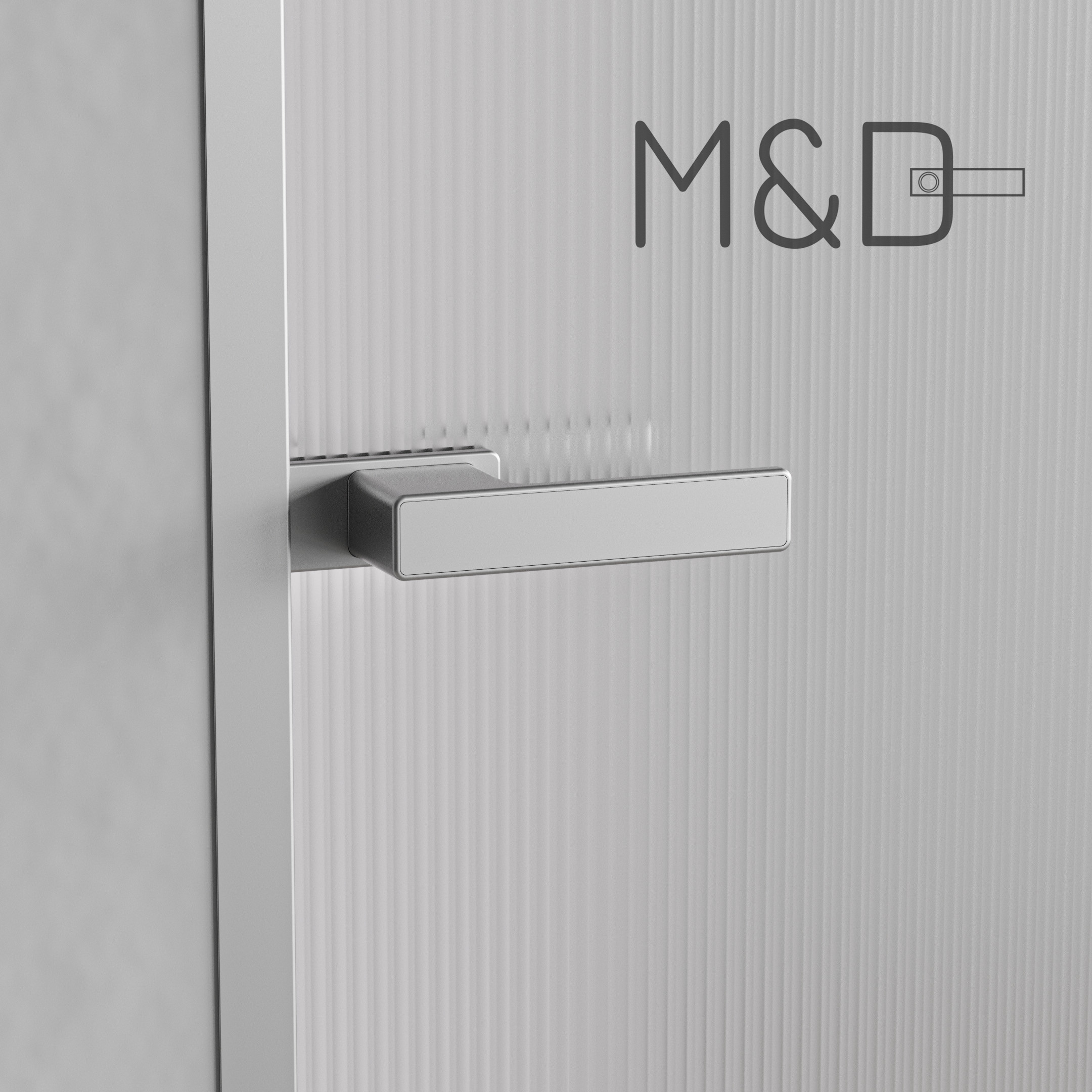 Minimalist door handle lock for glass frame and wall frame detail 1