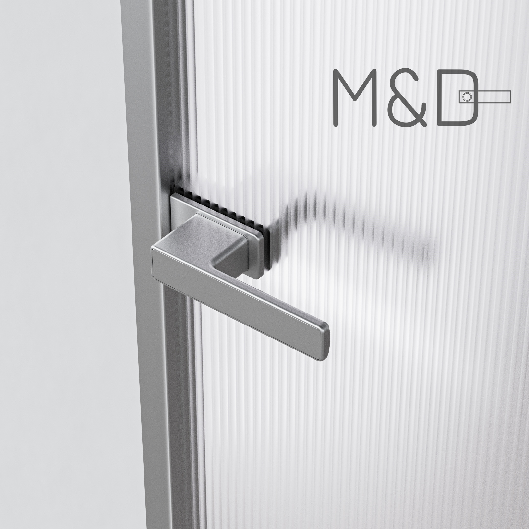 Minimalist door handle lock for glass frame and wall frame detail 3