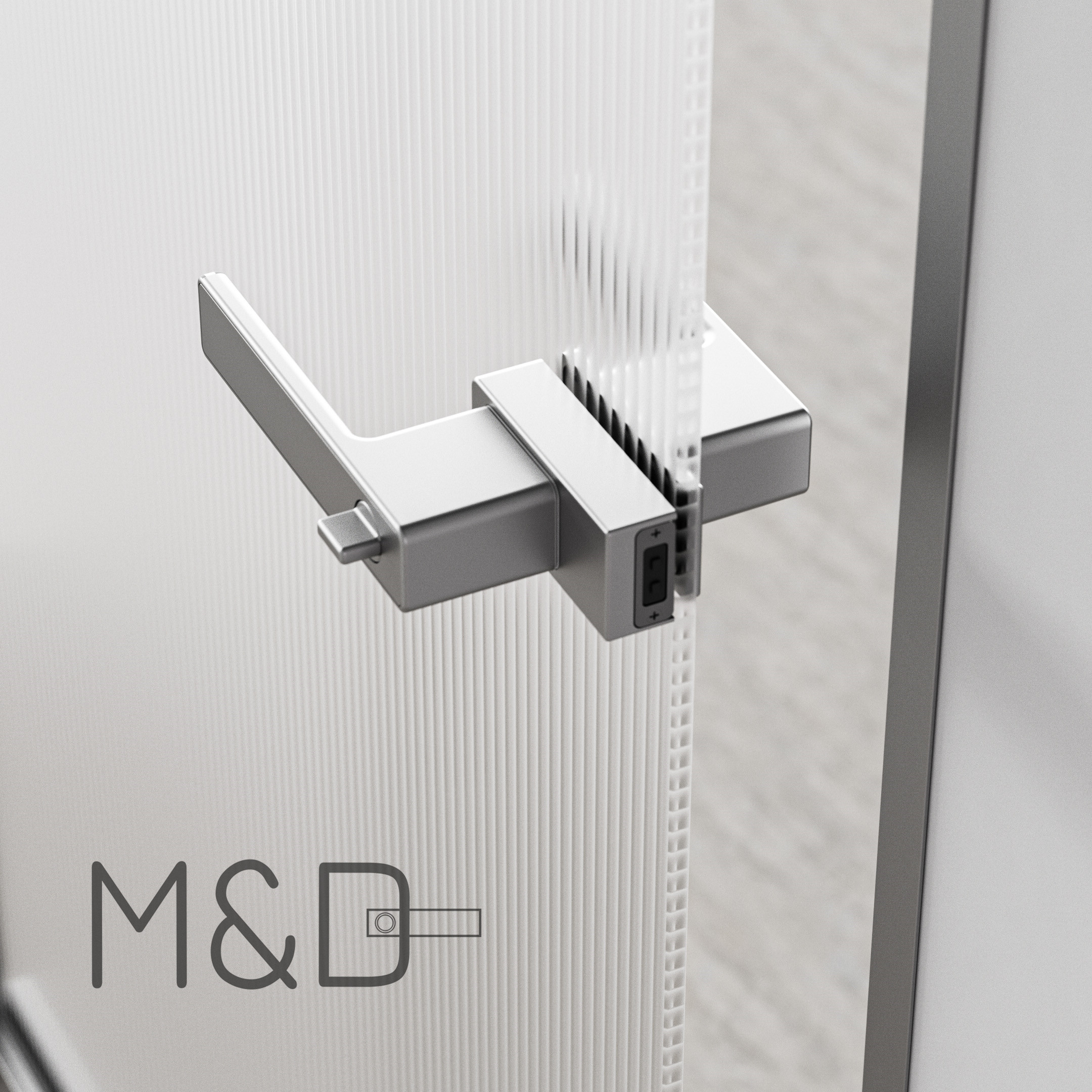 Minimalist door handle lock for glass frameless and wall frame detail 3