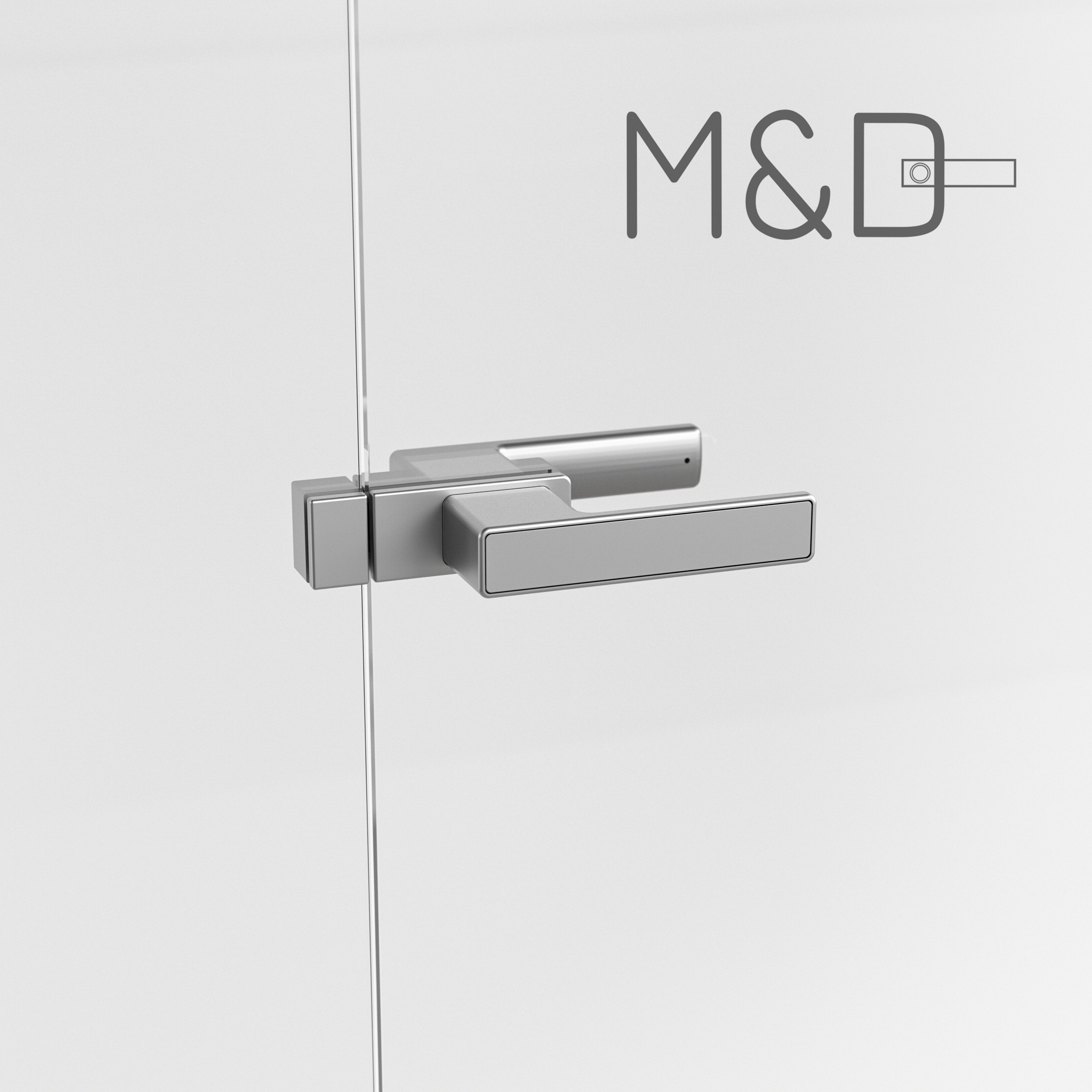 Minimalist door handle lock for glass frameless and wall frameless detail 1