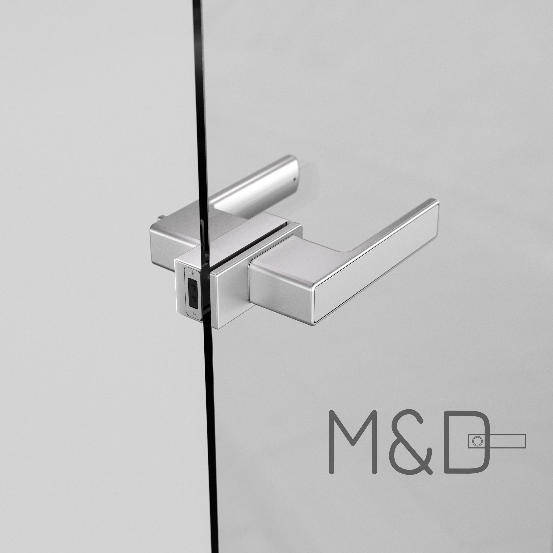 Minimalist door handle lock for glass frameless and wall frameless detail 2
