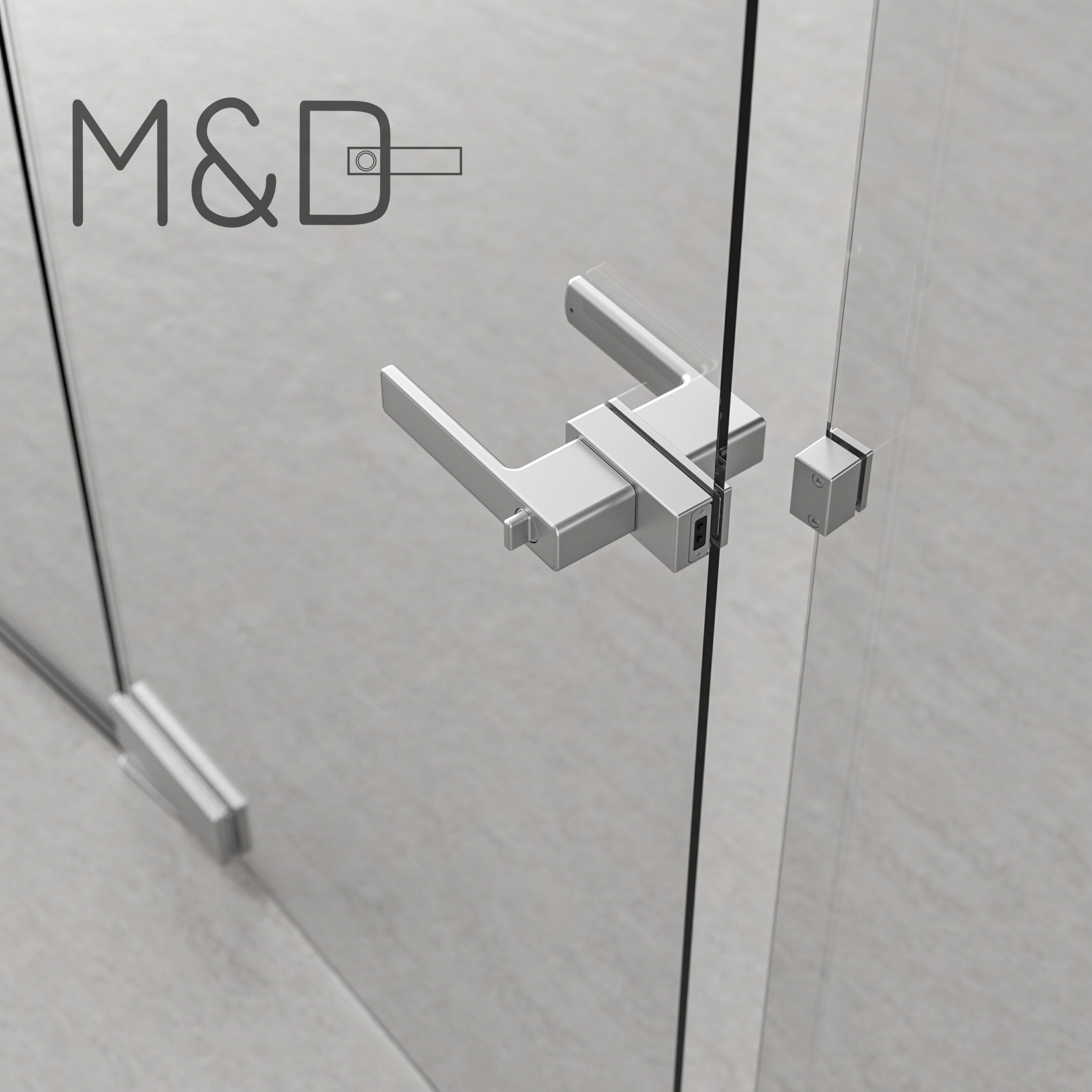 Minimalist door handle lock for glass frameless and wall frameless detail 3