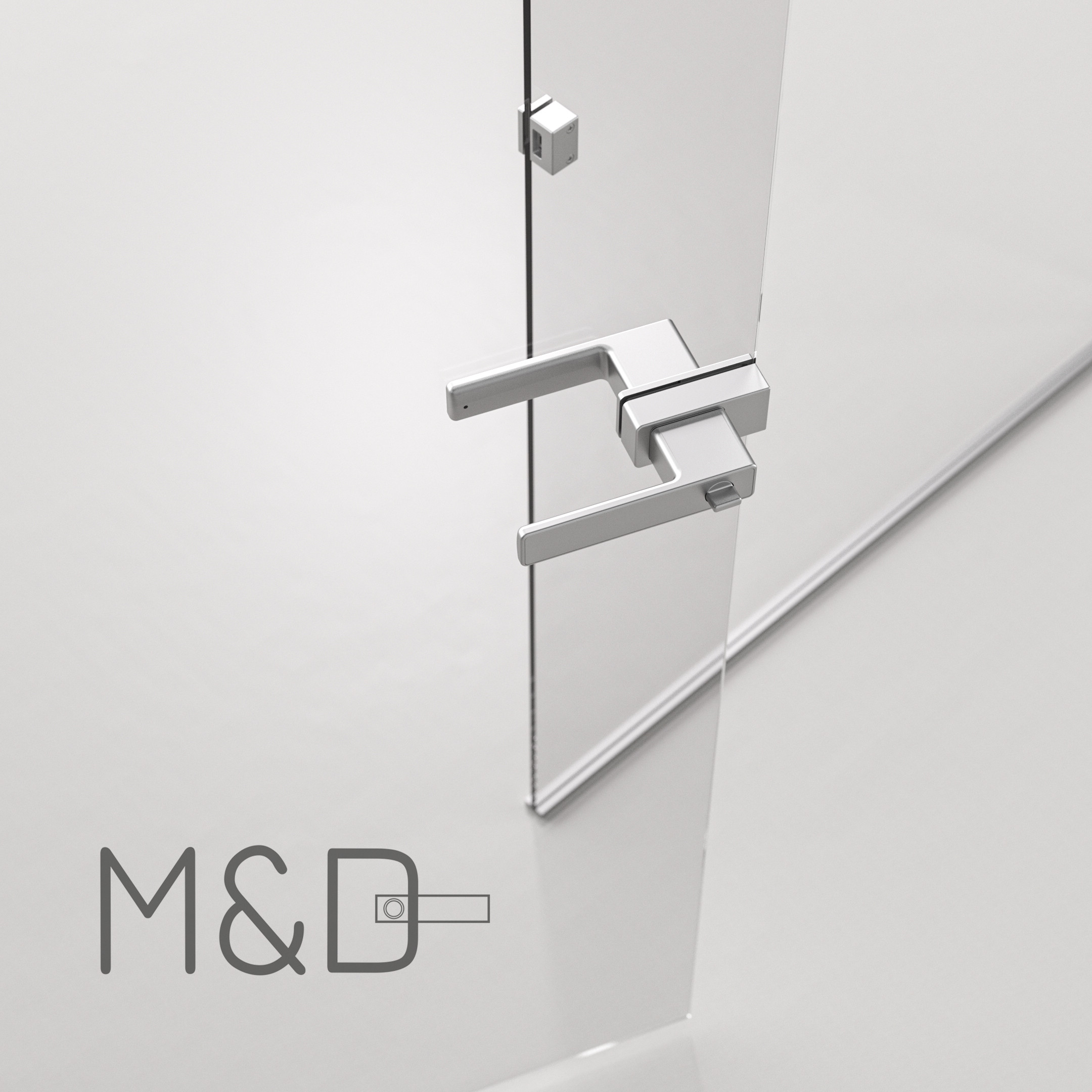 Minimalist door handle lock for glass frameless and wall frameless detail 5