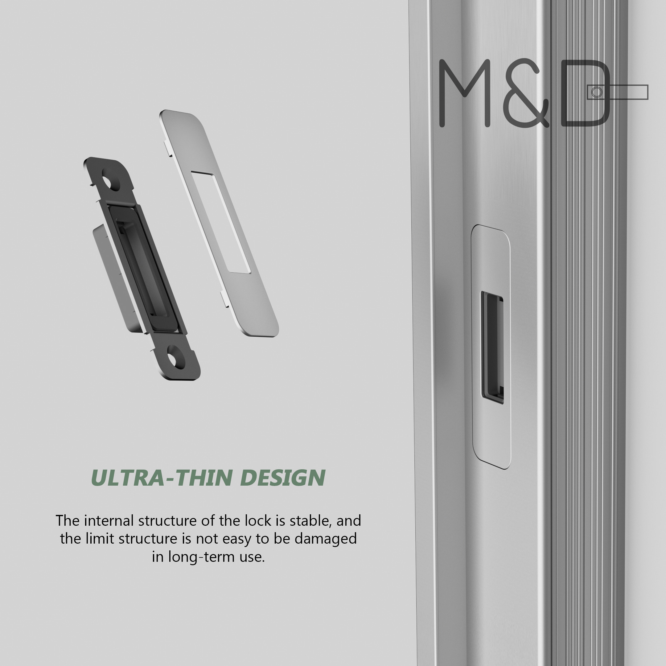 Minimalist door handle lock ultra-thin design structure