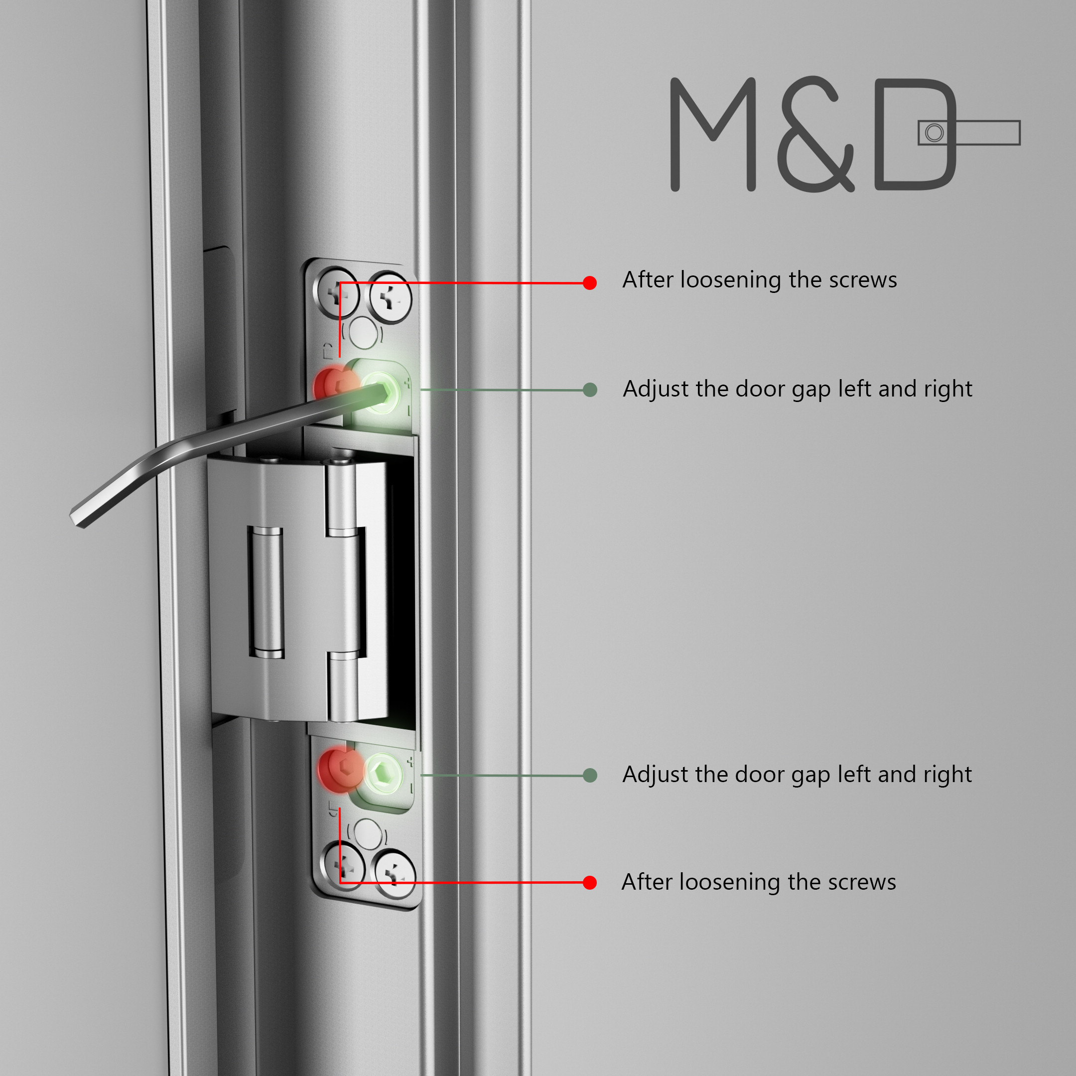 Concealed door hinge left and right gap adjustment