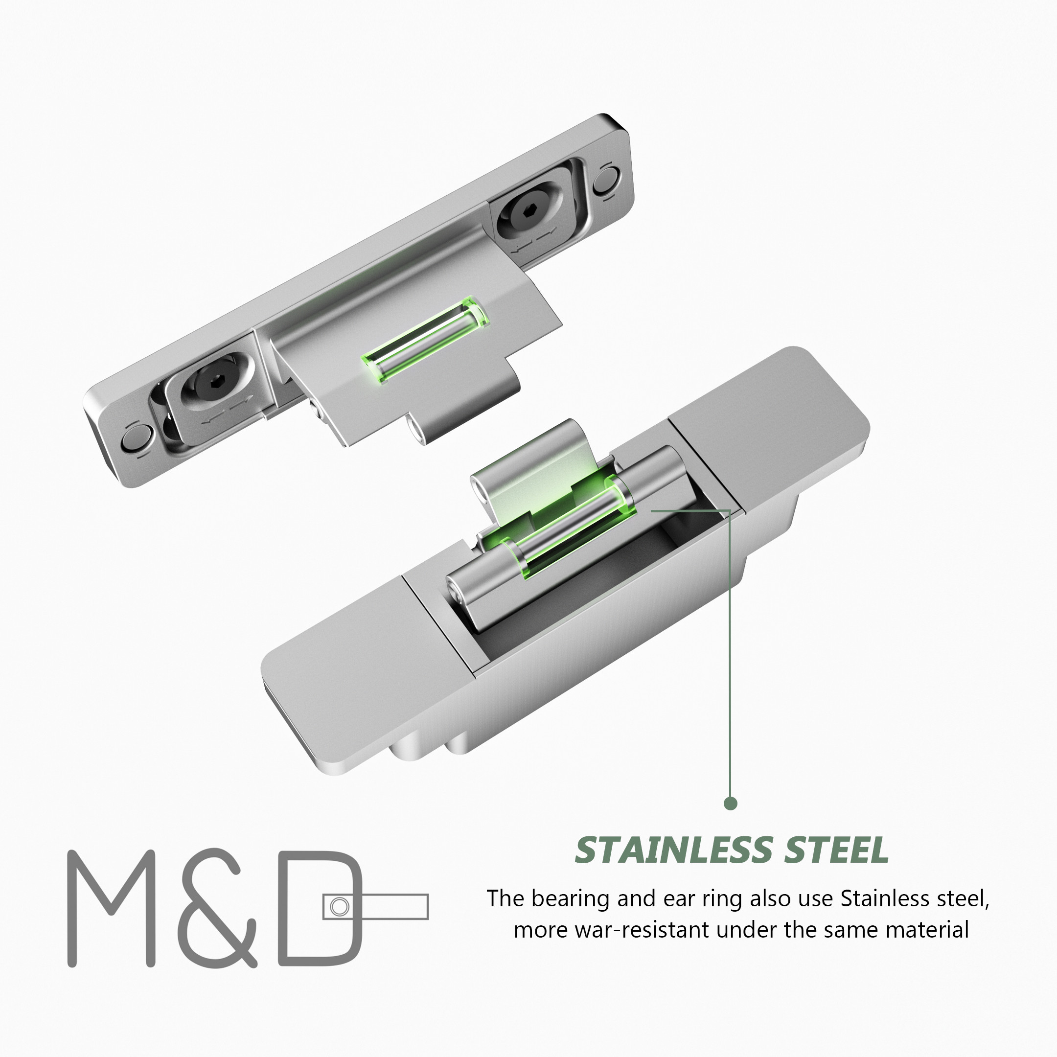 Stainless steel bearing and ear ring of concealed door hinge