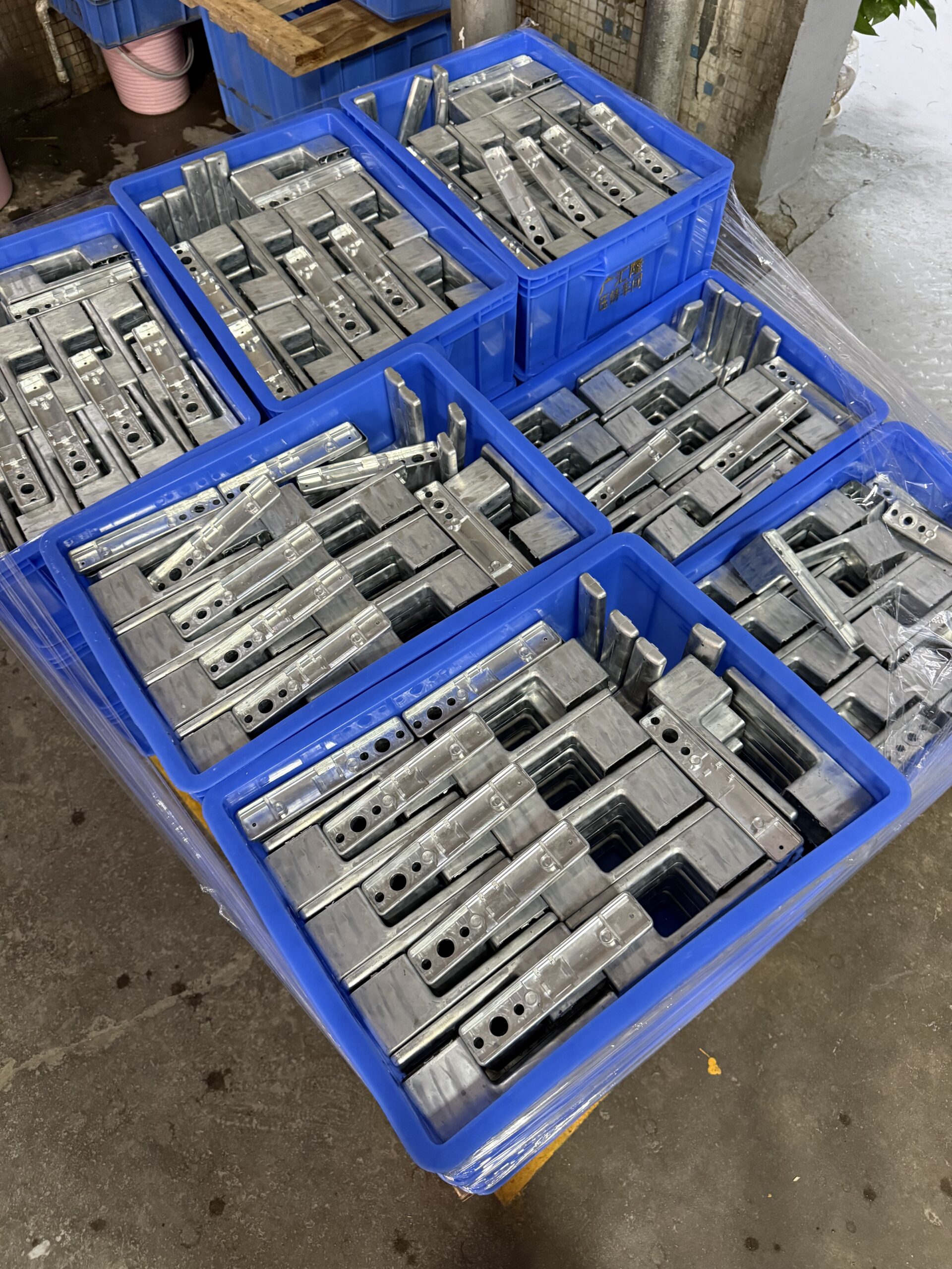 Minimalist lock raw parts prepared for polishing